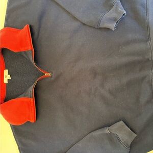 Ladie’s Navy Blue BP Nordstrom Half-Zip Sweatshirt with Red Corduroy Collar
